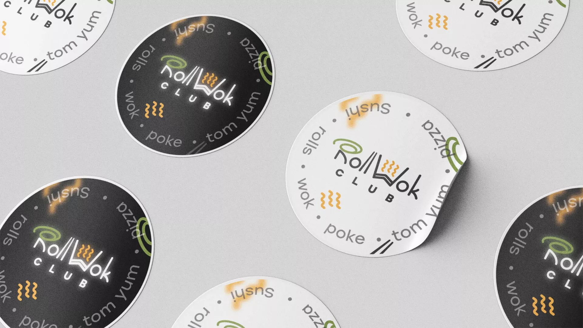 Разработка наклеек для суши-бара «Roll Wok Club» в Судже